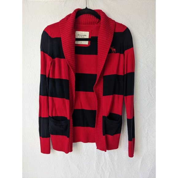 Abercrombie & Fitch Sweaters - Vintage Y2K ABERCROMBIE & FITCH Cardigan Cashmere Wool Preppy Black Red Size XS